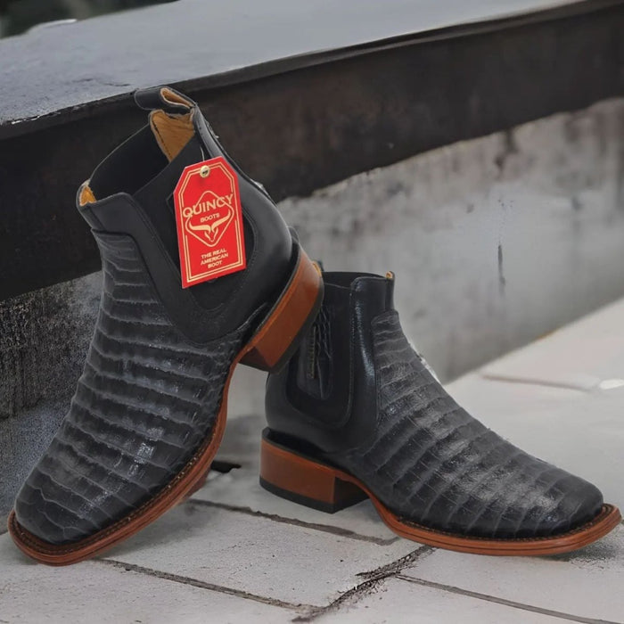 Botin de Cocodrilo Grabado Nuca con Punta Cuadrada Color Gris 3   - from alligatorwarehouse.com