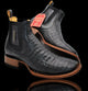 Botin de Cocodrilo Grabado Nuca con Punta Cuadrada Color Negro