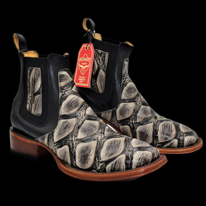 Botines de Pescado Grabado con Punta Cuadrada 3   - from alligatorwarehouse.com