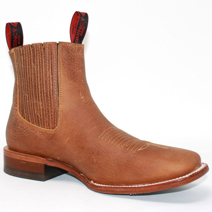 Botines Charro Quincy con Punta Cuadrada Color Tan