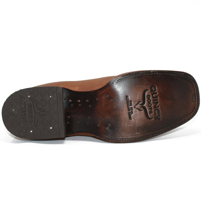 Botines Charro Quincy con Punta Cuadrada Color Tan