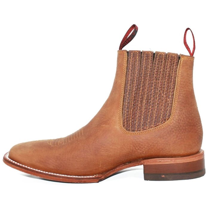 Botines Charro Quincy con Punta Cuadrada Color Tan