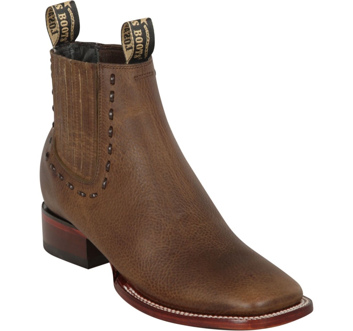 Botines Charros de Cuero Original Punta Cuadrada para Mujer Color Miel 32B9951