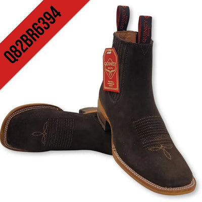Botines Charros de Gamuza Original Punta Cuadrada Color Chocolate 3   - from alligatorwarehouse.com