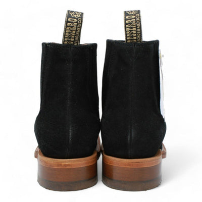 Botines Charros de Gamuza Original Punta Cuadrada Color Negro 5   - from alligatorwarehouse.com