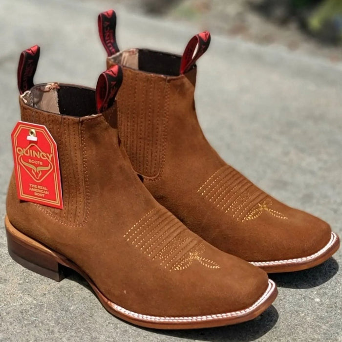 Botines Charros de Gamuza Original Punta Cuadrada Color Shedron 4   - from alligatorwarehouse.com