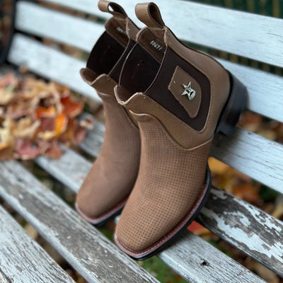 Botines de Gamuza Perforada Punta Cuadrada Los Altos Boots Color Taupe 82BV6361 3 LAB-82BV6361-060  - from alligatorwarehouse.com