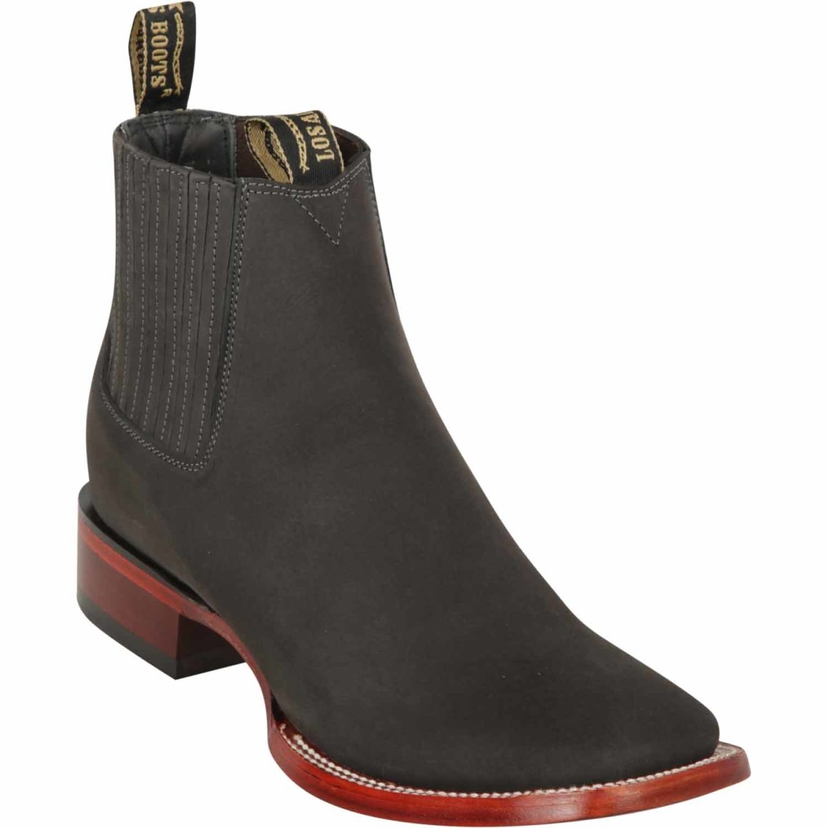 Botines Charros de Gamuza Punta Cuadrada Los Altos Boots Color Gris LAB-82B6309