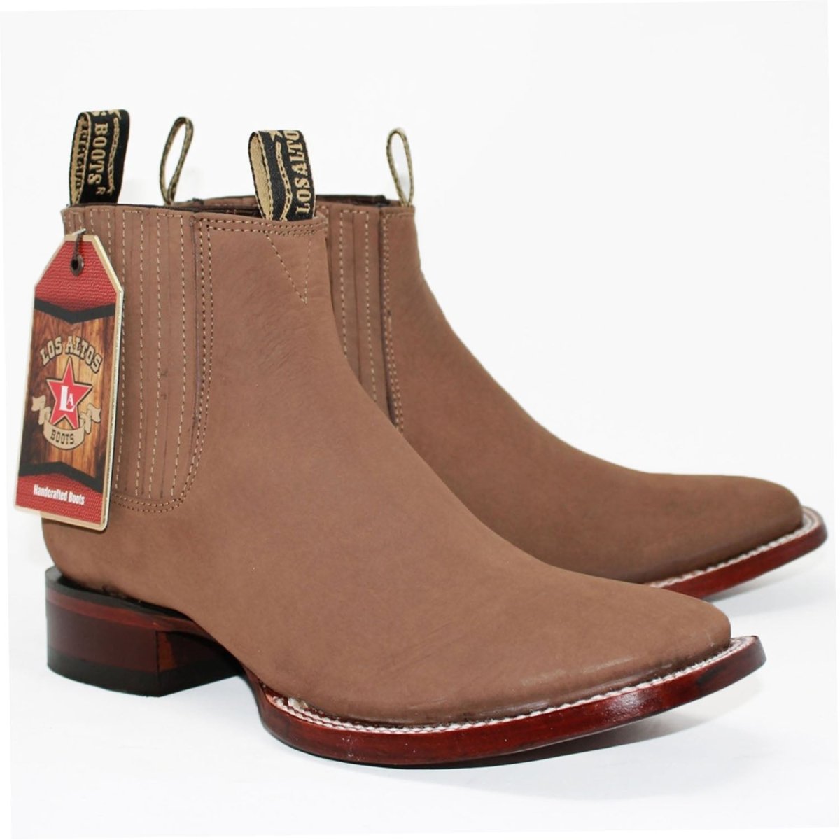 Botines Charros de Gamuza Punta Cuadrada Los Altos Boots Color Taupe  LAB-82B6361