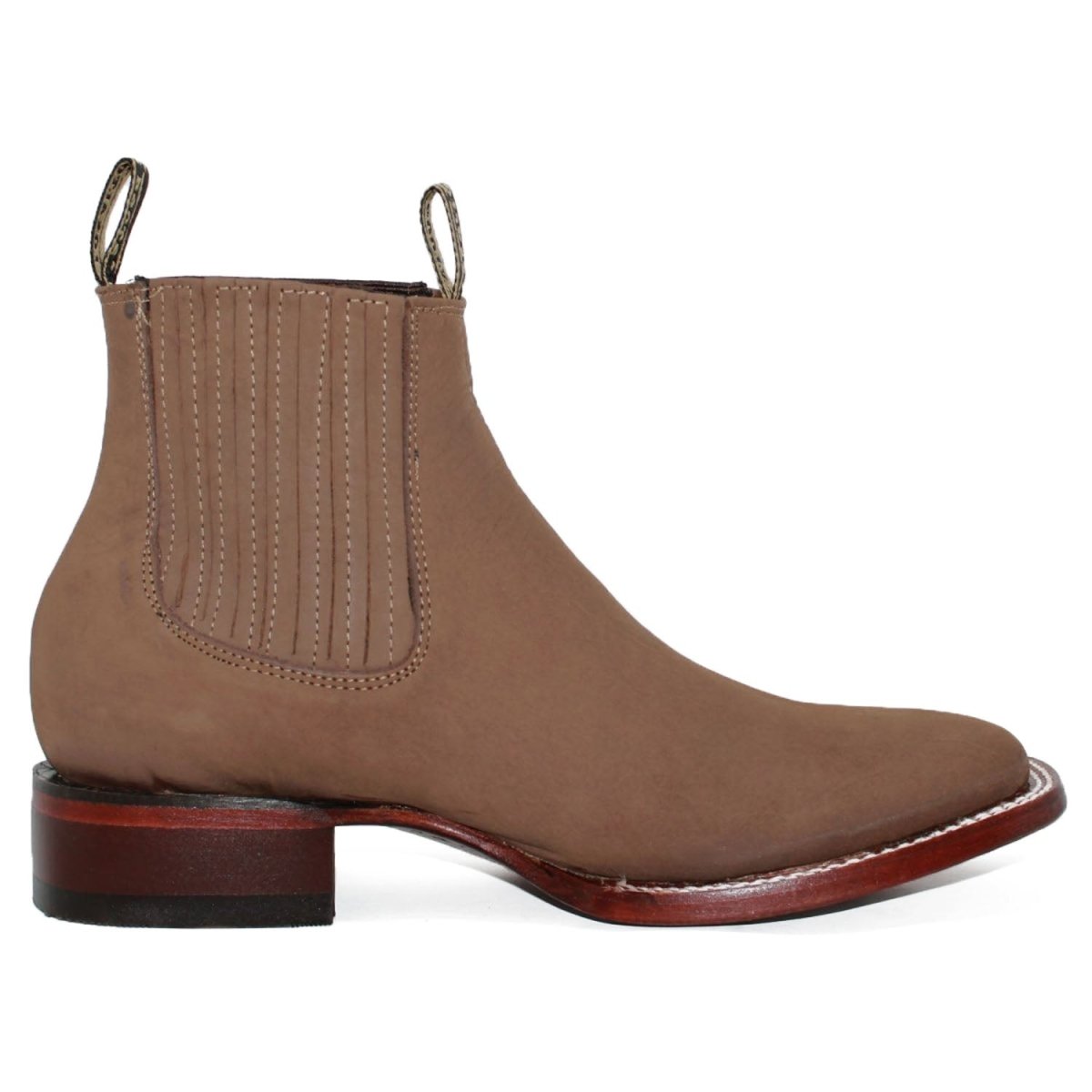 Botines Charros de Gamuza Punta Cuadrada Los Altos Boots Color Taupe  LAB-82B6361