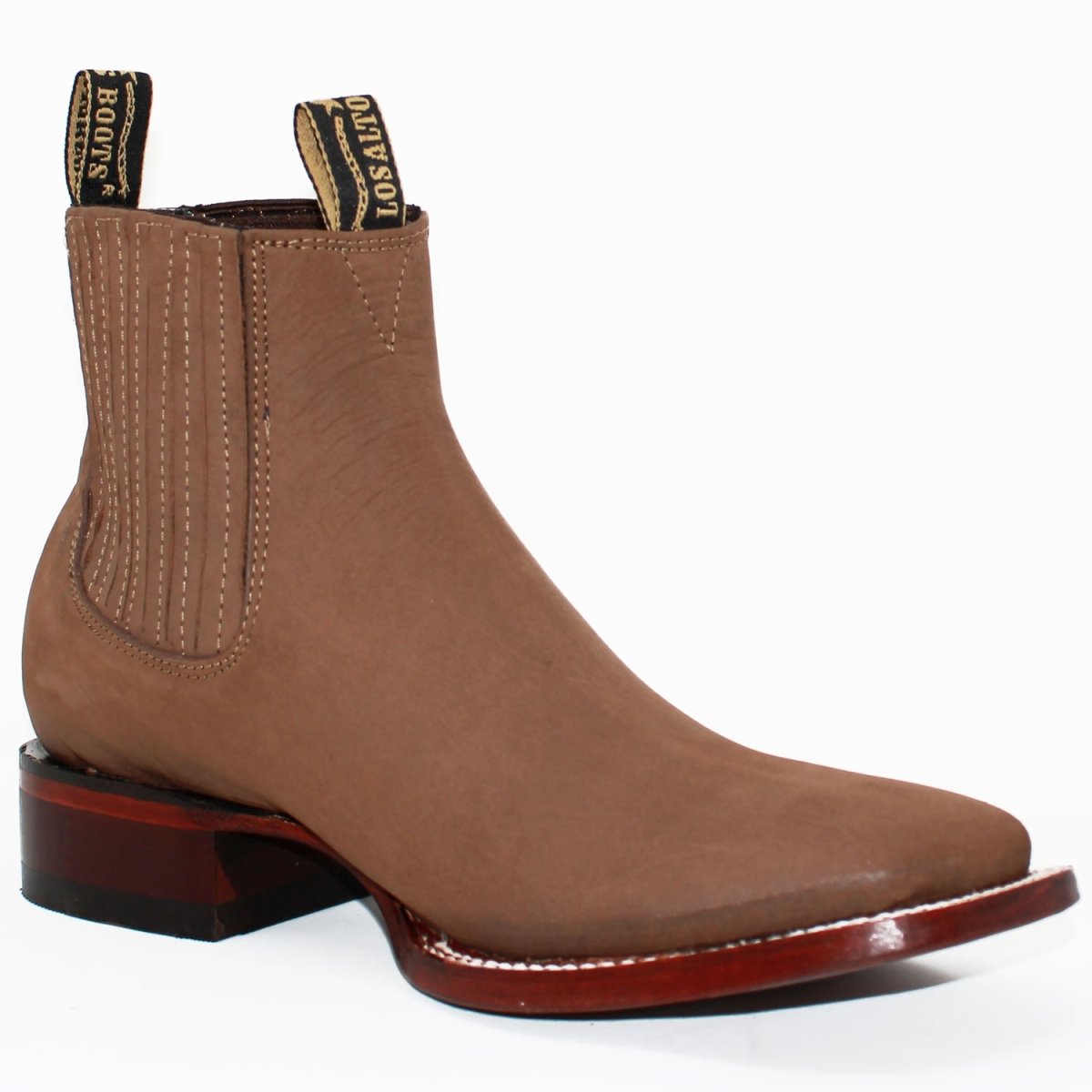 Botines Charros de Gamuza Punta Cuadrada Los Altos Boots Color Taupe  LAB-82B6361