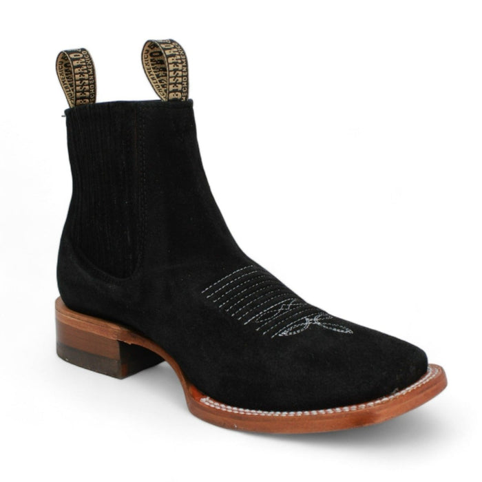 Botines Charros de Gamuza Punta Cuadrada para Joven Color Negro 4   - from alligatorwarehouse.com