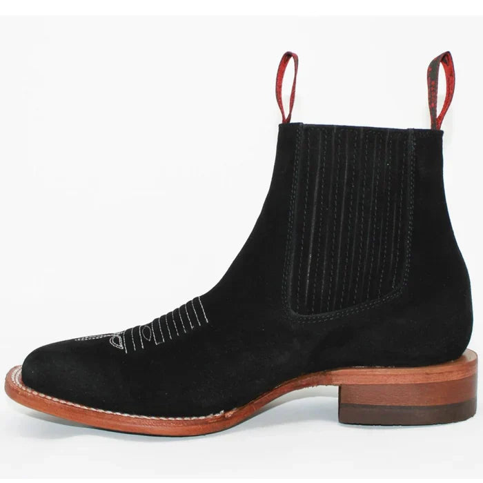 Botines Charros de Gamuza Punta Cuadrada para Joven Color Negro 4   - from alligatorwarehouse.com