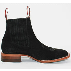 Botines Charros de Gamuza Punta Cuadrada para Joven Color Negro