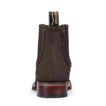 Botines Charros de Gamuza Punta Cuadrada para Mujer Color Chocolate LAB-32B6359