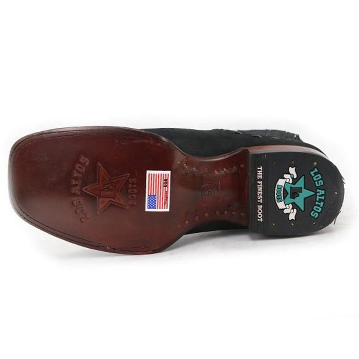 Botines Charros de Gamuza Punta Cuadrada para Mujer Color Negro LAB-32B6305