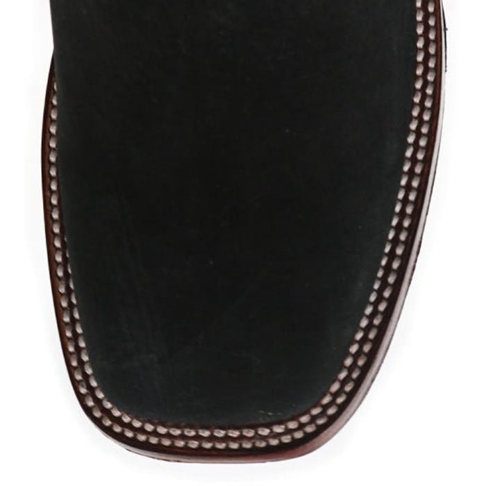 Botines Charros de Gamuza Punta Cuadrada para Mujer Color Negro LAB-32B6305