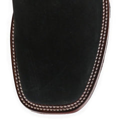 Botines Charros de Gamuza Punta Cuadrada para Mujer Color Negro LAB-32B6305