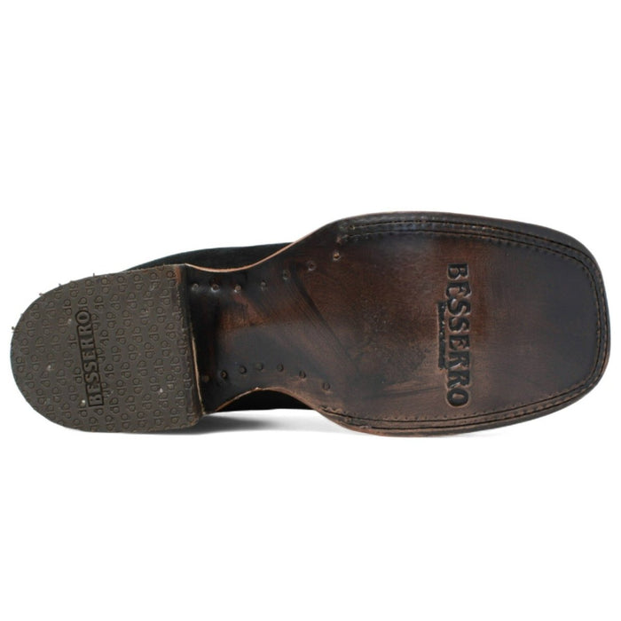 Botines Charros de Gamuza Punta Cuadrada para Mujer Color Negro Q82BJ6305