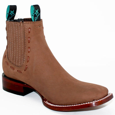 Botines Charros de Gamuza Punta Cuadrada para Mujer Color Taupe LAB-32B6361 3 LAB-32B6361-050  - from alligatorwarehouse.com