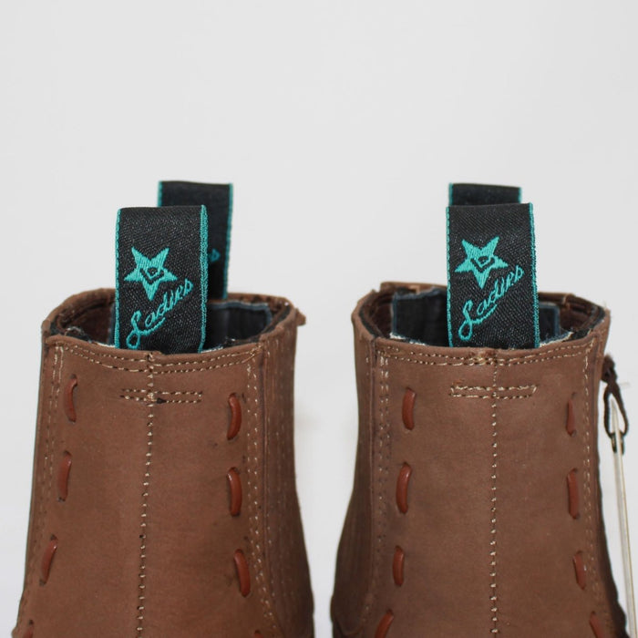 Botines Charros de Gamuza Punta Cuadrada para Mujer Color Taupe LAB-32B6361