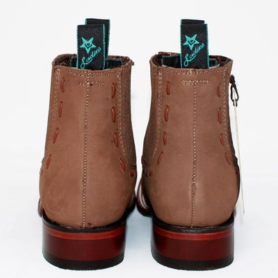 Botines Charros de Gamuza Punta Cuadrada para Mujer Color Taupe LAB-32B6361 5 LAB-32B6361-050  - from alligatorwarehouse.com