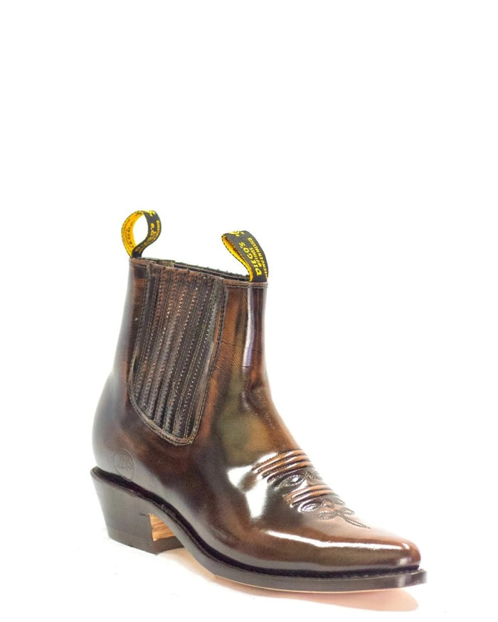 Botines Charros de Piel Acabado Camaleon Color Cafe DIE-63VC07
