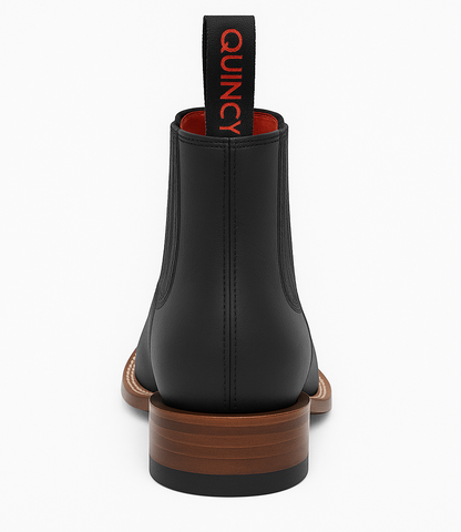Botines Charros Quincy con Punta Cuadrada Color Negro
