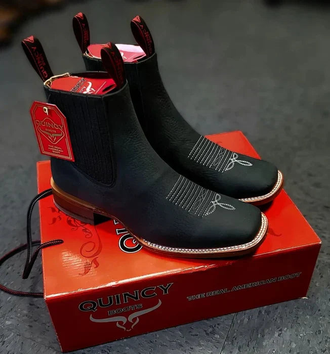 Botines Charros Quincy con Punta Cuadrada Color Negro 4   - from alligatorwarehouse.com