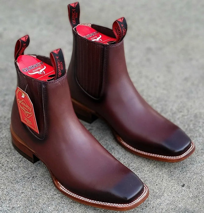 Botines Charros Quincy con Punta Cuadrada Color Vino 3   - from alligatorwarehouse.com