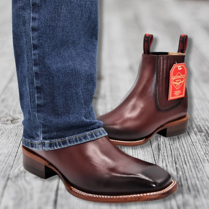 Botines Charros Quincy con Punta Cuadrada Color Vino 9   - from alligatorwarehouse.com