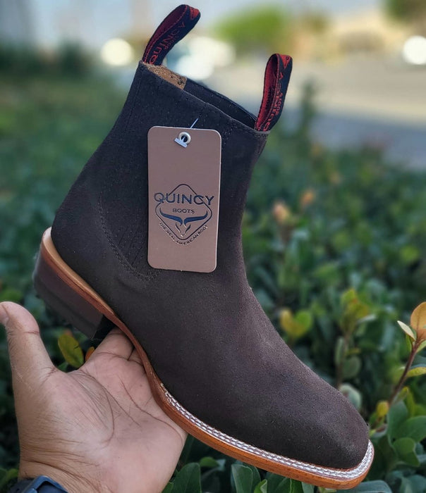 Botines Charros Quincy de Gamuza con Punta Cuadrada Color Chocolate 6   - from alligatorwarehouse.com