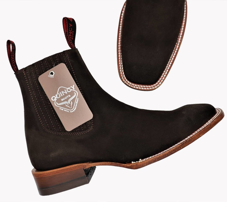 Botines Charros Quincy de Gamuza con Punta Cuadrada Color Chocolate 5   - from alligatorwarehouse.com
