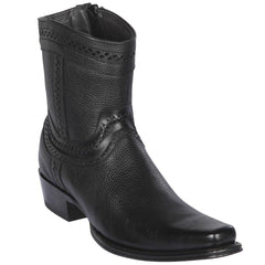 Botines de Cuero Original Punta Europea Color Negro LAB-76B2705