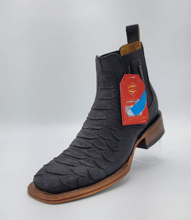 Botines de Piton Grabado Punta Cuadrada Color Negro 4   - from alligatorwarehouse.com