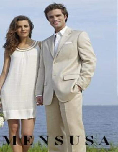 Linen Suit - Mens Summer Suits in Light Tan - Beach  Wedding 1 EF-9631  - from alligatorwarehouse.com