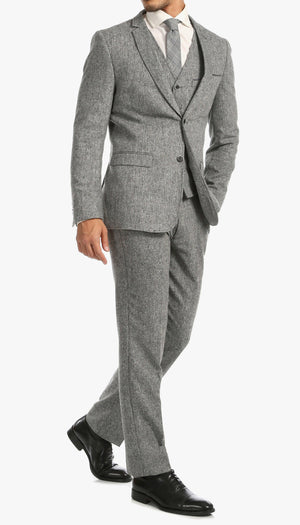 Bradford Grey Slim Fit 3 Piece Tweed Suit H-1