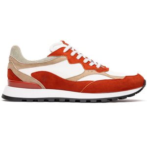 Zelli Bruno Goat Suede and Calfskin Trainer Sneaker in Rust & Taupe