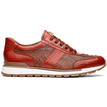 Marco Di Milano Brescia Python & Calfskin Sneakers Cognac