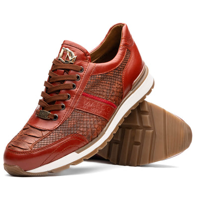Marco Di Milano Brescia Antique Cognac Python & Calfskin Sneakers 2 BRESCIA_PYTHON_COGNAC_8  - from alligatorwarehouse.com