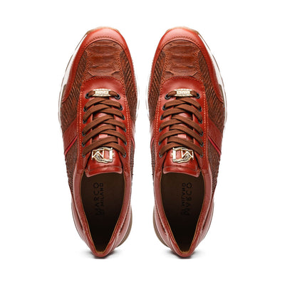 Marco Di Milano Brescia Antique Cognac Python & Calfskin Sneakers 5 BRESCIA_PYTHON_COGNAC_8  - from alligatorwarehouse.com