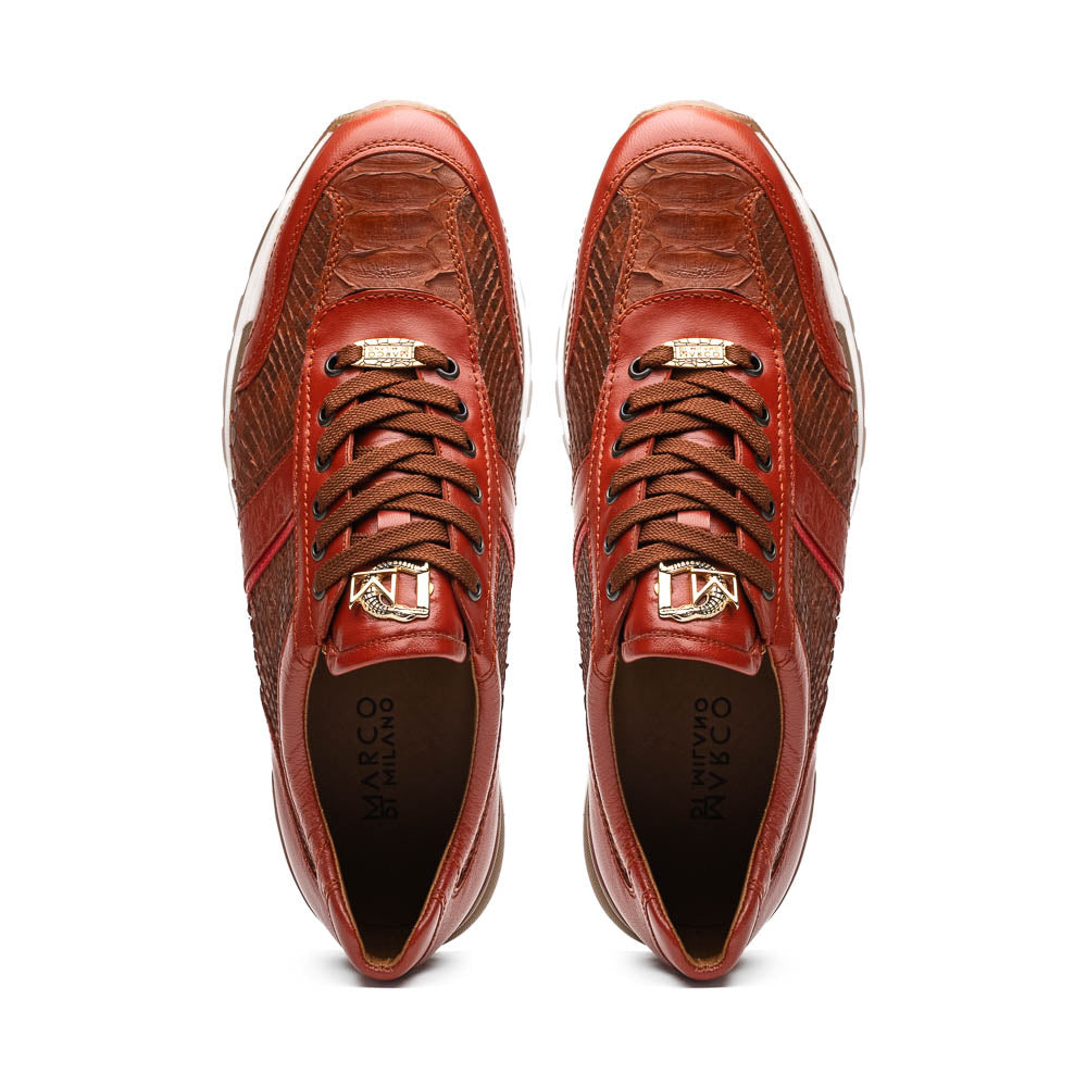 Marco Di Milano Brescia Python & Calfskin Sneakers Cognac