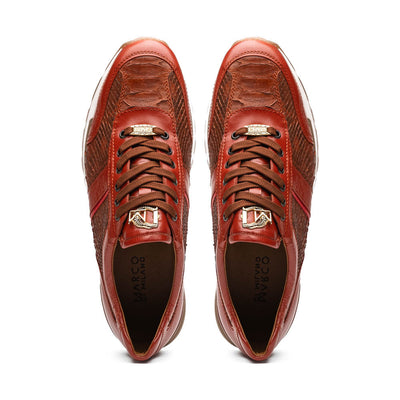 Marco Di Milano Brescia Python & Calfskin Sneakers Cognac