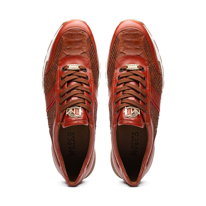 Marco Di Milano Brescia Python & Calfskin Sneakers Cognac