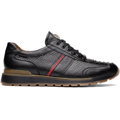 Marco Di Milano Brescia Black Python & Calfskin Sneakers 1 BRESCIA_PYTHON_BLACK_9  - from alligatorwarehouse.com