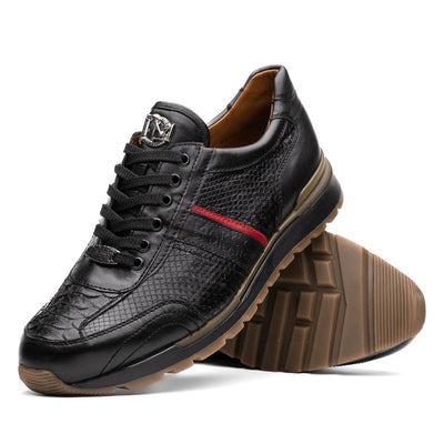 Marco Di Milano Brescia Black Python & Calfskin Sneakers 2 BRESCIA_PYTHON_BLACK_9  - from alligatorwarehouse.com