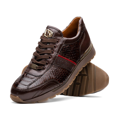 Marco Di Milano Brescia Brown Python & Calfskin Sneakers 2 BRESCIA_PYTHON_BROWN_8  - from alligatorwarehouse.com