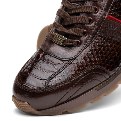 Marco Di Milano Brescia Python & Calfskin Sneakers Brown