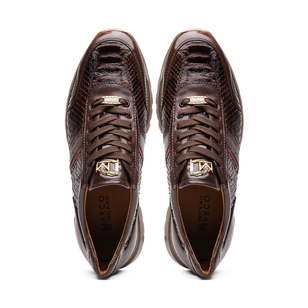 Marco Di Milano Brescia Python & Calfskin Sneakers Brown