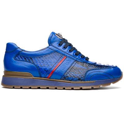 Marco Di Milano Brescia Electric Blue Python & Calfskin Sneakers 1 BRESCIA_PYTHON_ELECTRIC BLUE_10  - from alligatorwarehouse.com